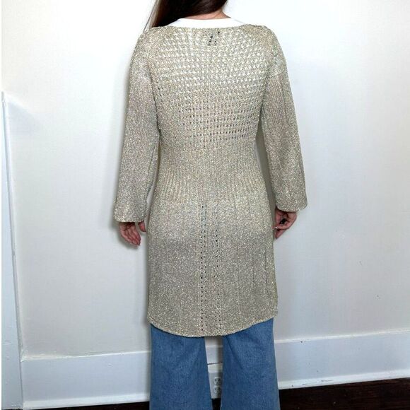 Gold Boho Button Up Sweater Size L - Picture 3 of 4
